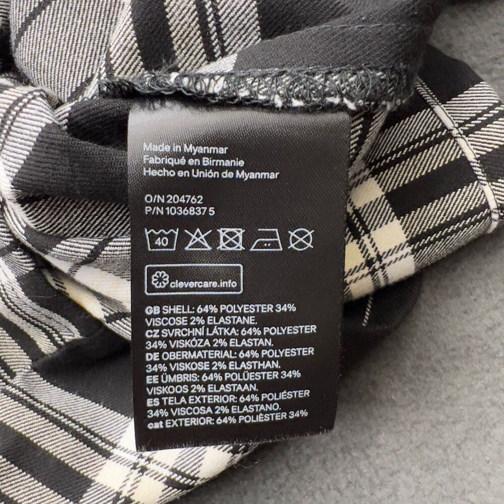 H&M Divided Womens Plaid Mini Dress XS Black White Bodycon Spaghetti Strap - Picture 5 of 9